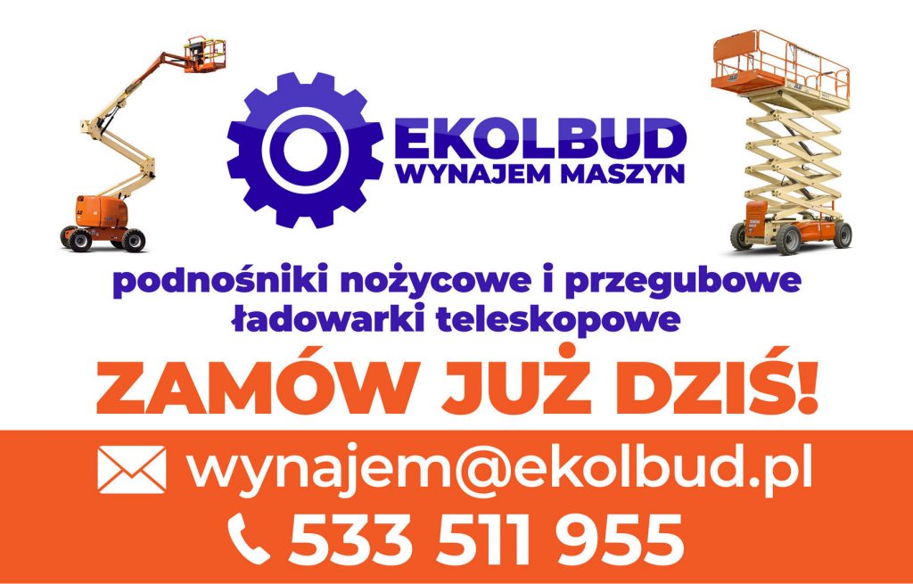 Ekolbud wynajem maszyn budowlanych, podnośniki nożycowe i przegubowe, ładowarki teleskopowe
